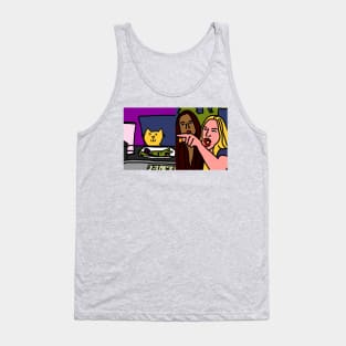 Cat Unaware of Loud Woman Yelling at a Cat Meme Tank Top